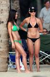 Audrina Patridge shows her big fake breasts in green bikini on The Reef Movie Set in Hawaii