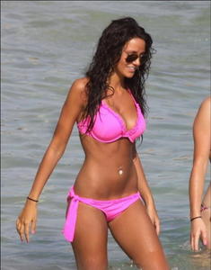 Michelle Keegan big tits in hot pink Bikini